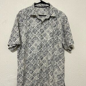 Tommy Bahama‎ Men's SILK BLEND Gray Patterned Shirt SIZE L.
